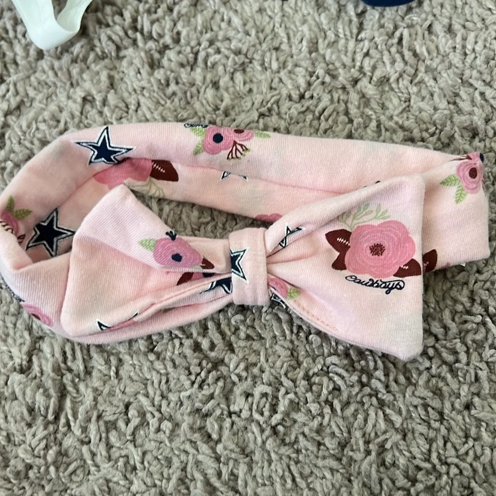 Dallas Cowboys Blue, White, and Pink Headband Toddler Baby Bows